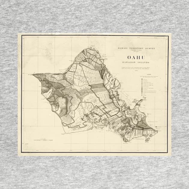 1900s Historical Oahu Map in Sepia by WayneOxfordPh